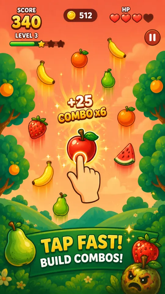 Gameplay with a combo of six